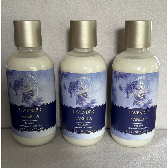 Bath & Body Works Other - 3 Bath & Body Works LAVENDER + VANILLA Luxe BUBBLE BATH Aromatherapy Lot 10 oz